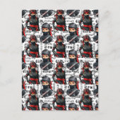 Carte Postale Conception de motif textuel pour filles ninja anim (Devant)
