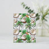 Carte Postale Conception de motif tropical de palmier à coco (Debout devant)
