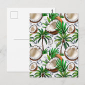 Carte Postale Conception de motif tropical de palmier à coco (Devant / Derrière)