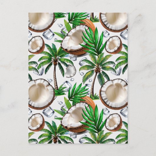 Carte Postale Conception de motif tropical de palmier à coco (Devant)