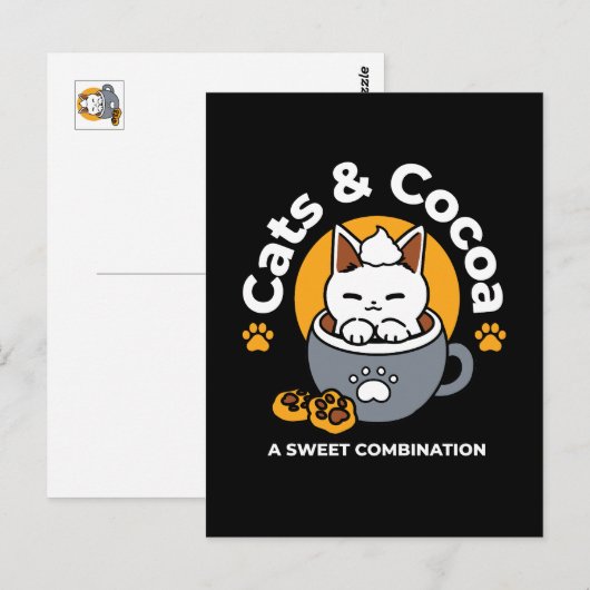 Carte Postale Conception de Mug de vacances avec Cosy Cat et Paw (Devant / Derrière)