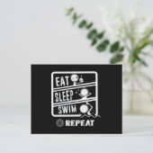 Carte Postale Conception de nage mignonne - Manger Sleep nager R (Debout devant)