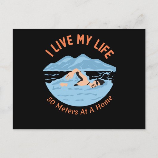 Carte Postale Conception de nageurs cool - Je vis ma vie (Devant)