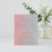 Carte Postale Conception de néon Joyeux Anniversaire (Debout devant)