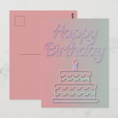 Carte Postale Conception de néon Joyeux Anniversaire (Devant / Derrière)