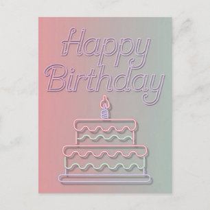 Carte Postale Conception de néon Joyeux Anniversaire