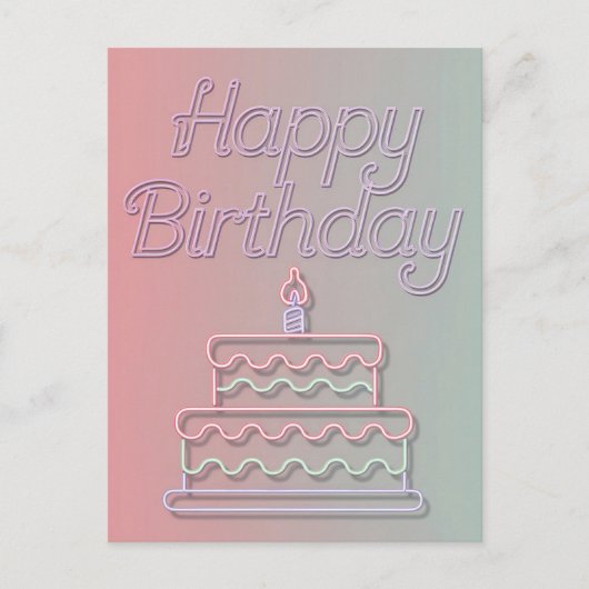 Carte Postale Conception de néon Joyeux Anniversaire (Devant)
