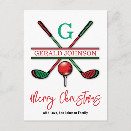 Carte Postale Conception de Noël joyeux golf (Devant)