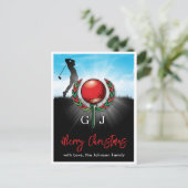 Carte Postale Conception de Noël joyeux golf (Debout devant)