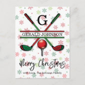Carte Postale Conception de Noël joyeux monogramme de golf (Devant)