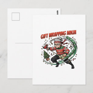 Carte Postale Conception de Noël Ninja pour emballage de cadeaux
