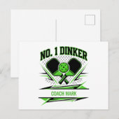 Carte Postale Conception de nom d'entraîneur de pickleball Dinke (Devant / Derrière)