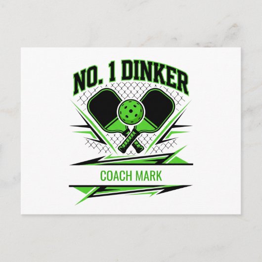 Carte Postale Conception de nom d'entraîneur de pickleball Dinke (Devant)