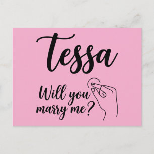 Carte Postale Conception de nom Tessa avec rose rouge et main Sh