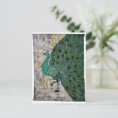CARTE POSTALE CONCEPTION DE PAON ART BATIK. (Debout devant)