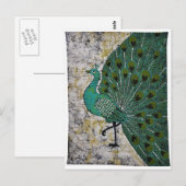 CARTE POSTALE CONCEPTION DE PAON ART BATIK. (Devant / Derrière)