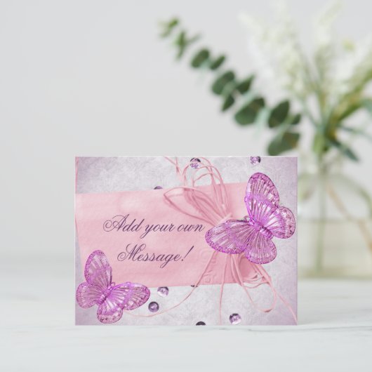 Carte Postale Conception de papillon rose (Debout devant)