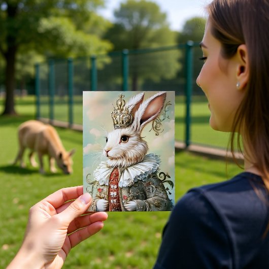 Carte Postale Conception de portrait de lapin royal rouge baroqu
