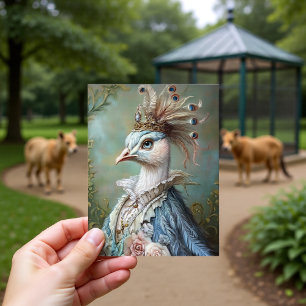 Carte Postale Conception de portrait royal de paon baroque