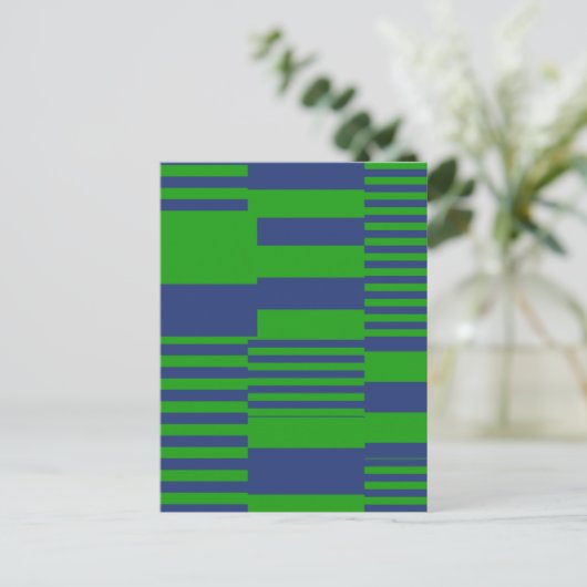 Carte Postale Conception de rayures patchwork bleu vert (Debout devant)