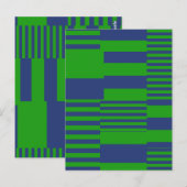 Carte Postale Conception de rayures patchwork bleu vert (Devant / Derrière)