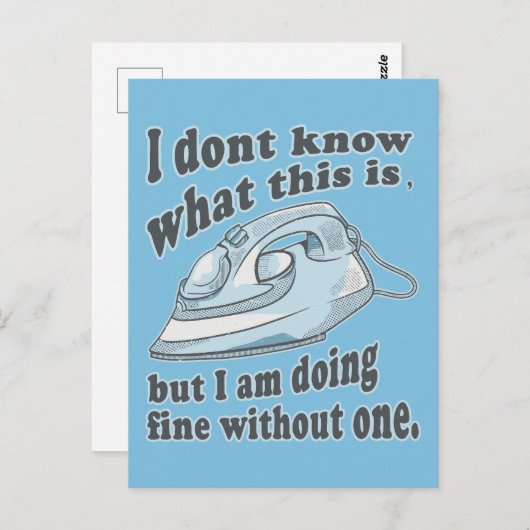 Carte Postale Conception de repassage drôle Je déteste repasser (Devant / Derrière)