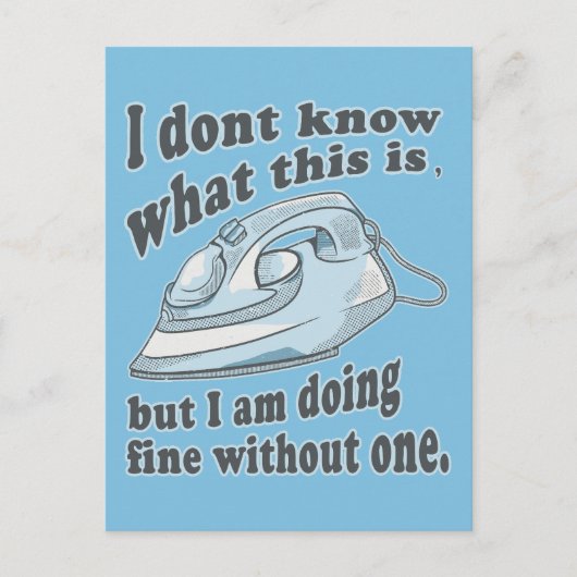 Carte Postale Conception de repassage drôle Je déteste repasser (Devant)