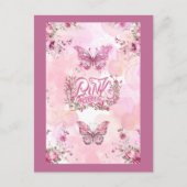 Carte Postale Conception de ruban de fleur de conscience rose d' (Devant)