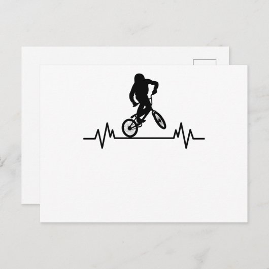 Carte Postale Conception de rythme cardiaque BMX Cadeau drôle de (Devant / Derrière)