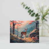 Carte Postale Conception de scène forestière enchantée avec cerf (Debout devant)