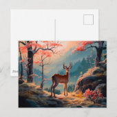 Carte Postale Conception de scène forestière enchantée avec cerf (Devant / Derrière)