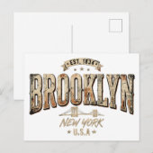 Carte Postale Conception de script doré orné de Brooklyn New Yor (Devant / Derrière)
