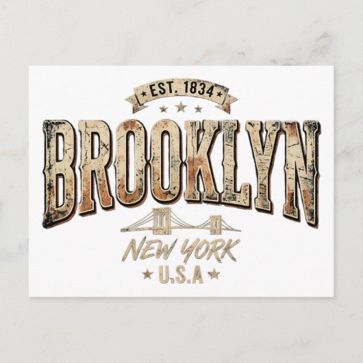 Carte Postale Conception de script doré orné de Brooklyn New Yor (Devant)