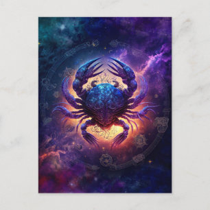 Carte Postale Conception de signe du zodiaque Cancer à l'aquarel