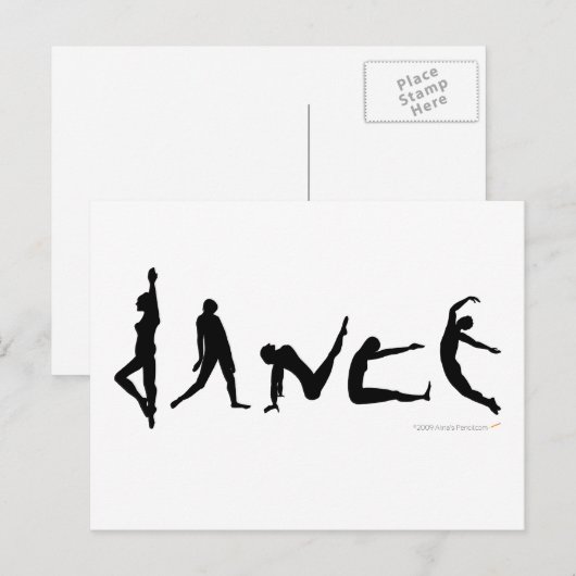 Carte Postale Conception de silhouette de danse de danse (Devant / Derrière)