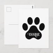Carte Postale Conception de silhouette de nom de patte de chien (Devant / Derrière)