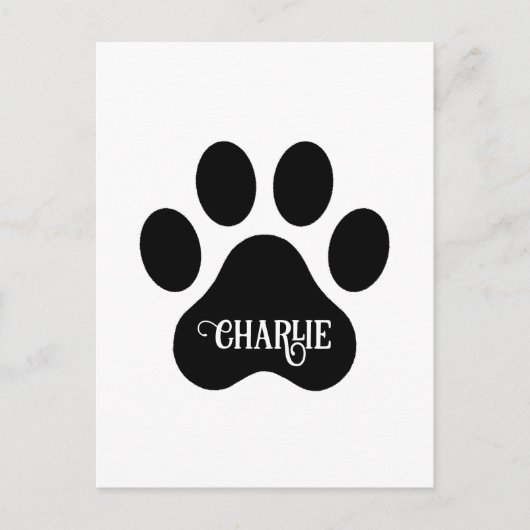 Carte Postale Conception de silhouette de nom de patte de chien (Devant)