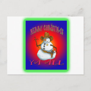 Carte Postale Conception de Snowman coloré western Howdy