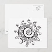 Carte Postale conception de tatouage de fleur en spirale (Devant / Derrière)