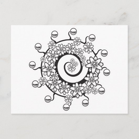 Carte Postale conception de tatouage de fleur en spirale (Devant)