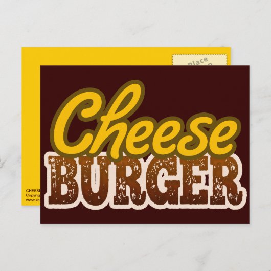 Carte Postale Conception de texte Cheeseburger (Devant / Derrière)