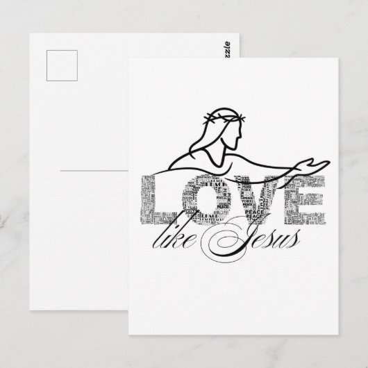 Carte Postale Conception de typographie chrétienne Aimer comme J (Devant / Derrière)