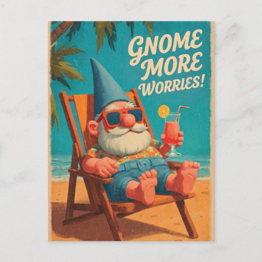 Carte Postale Conception de vacances à la plage de gnome de styl (Devant)