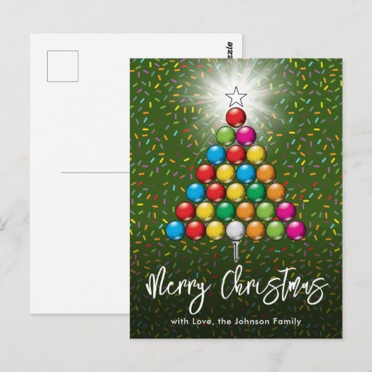 Carte Postale Conception de vacances de Noël de golf (Devant / Derrière)