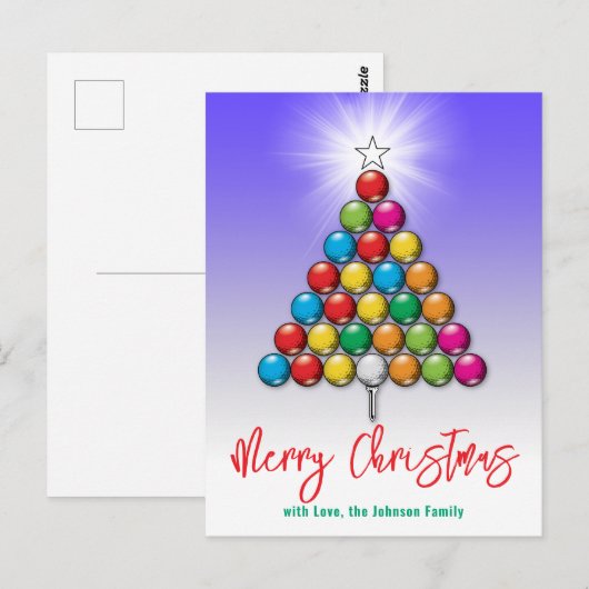 Carte Postale Conception de vacances de Noël de golf (Devant / Derrière)