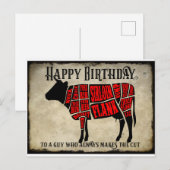 Carte Postale Conception de vache pour coupes de viande pour ann (Devant / Derrière)