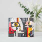 Carte Postale Conception de visage fragmenté abstrait (Debout devant)