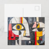 Carte Postale Conception de visage fragmenté abstrait (Devant / Derrière)