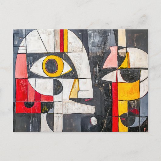 Carte Postale Conception de visage fragmenté abstrait (Devant)