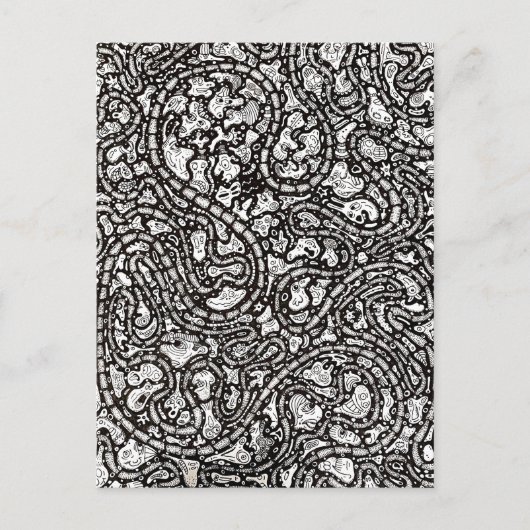 Carte Postale Conception de visages étranges de dessin animé sin (Devant)